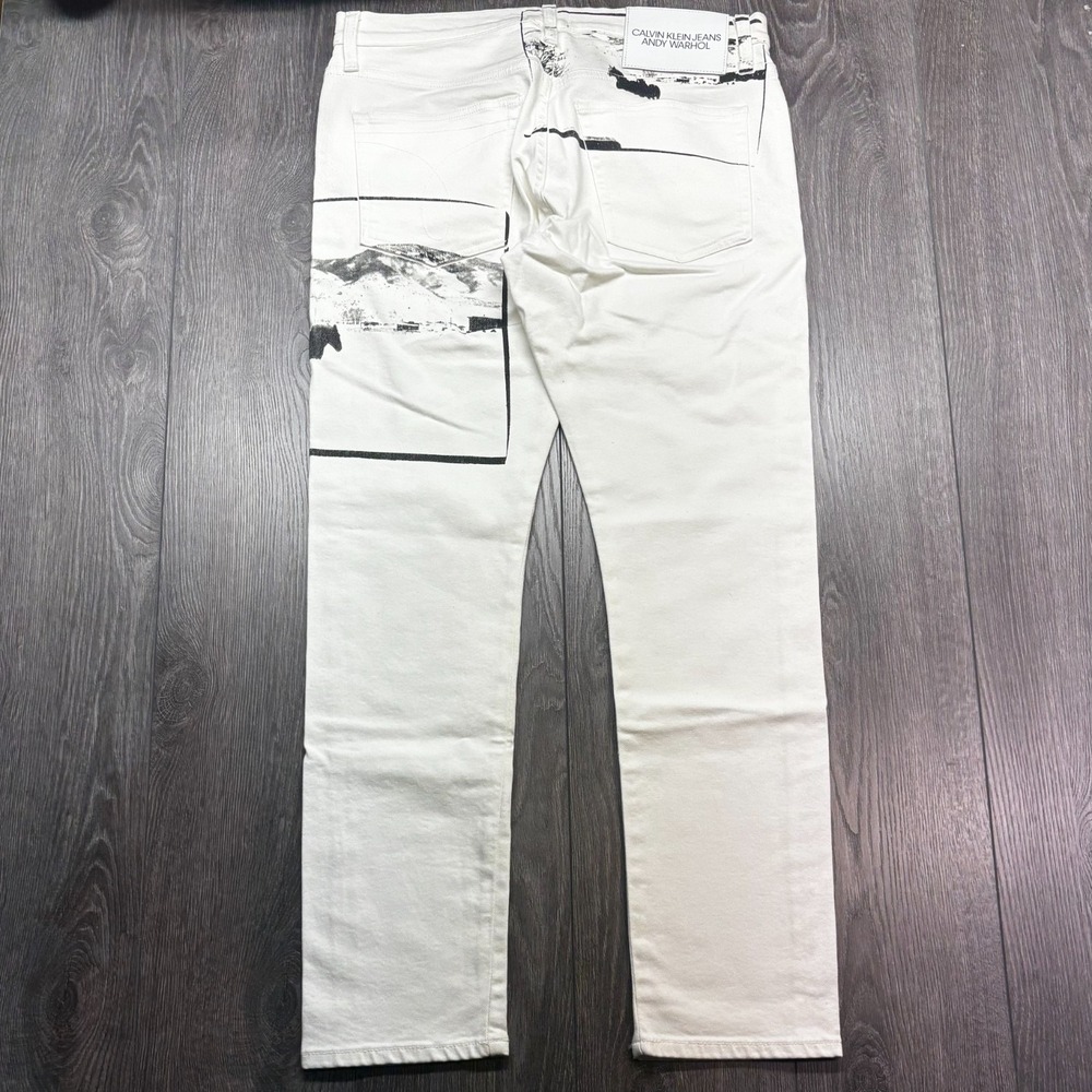 Andy Warhol × Calvin Klein 34 x 32 Horse Print Denim Jeans Art Rare White